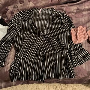 Striped wrap blouse